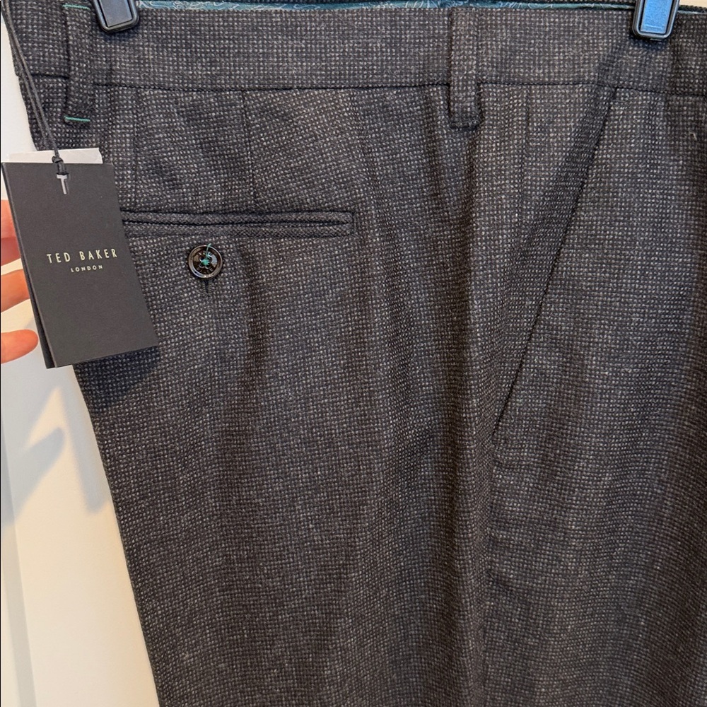 NWT Ted Baker London Enetro Mini Design Trousers Pants wool Size 38 L 33” inseam